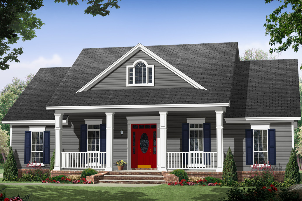 Color rendering of Country home plan (ThePlanCollection: House Plan #141-1266)