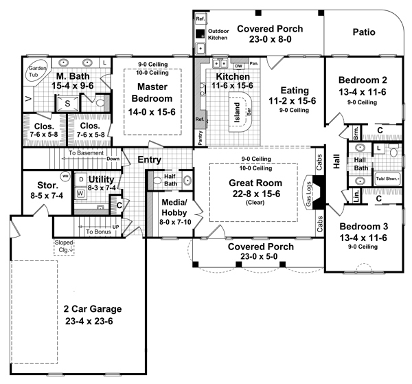 Floor Plan First Story of Country Plan #141-1272