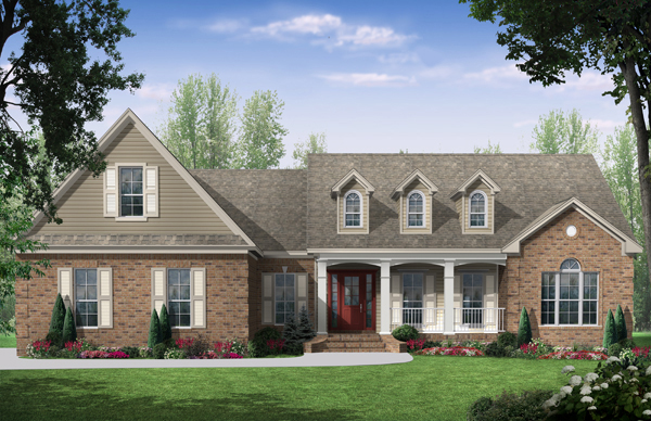 Color rendering of Traditional home plan (ThePlanCollection: House Plan #141-1272)