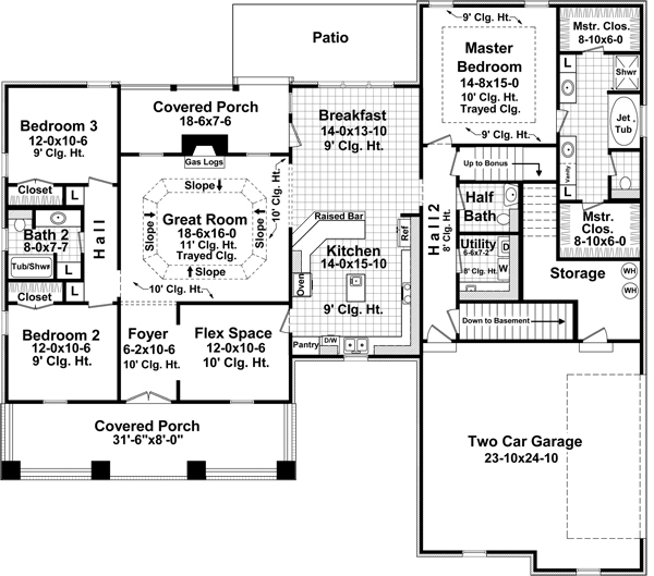 Floor Plan First Story of Country Plan #141-1273