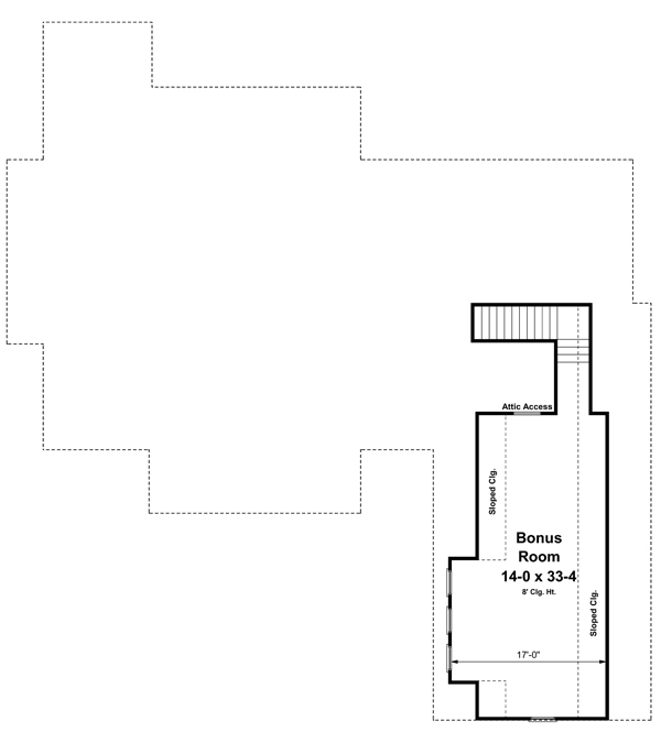Floor Plan Bonus Room of Craftsman Plan #141-1275