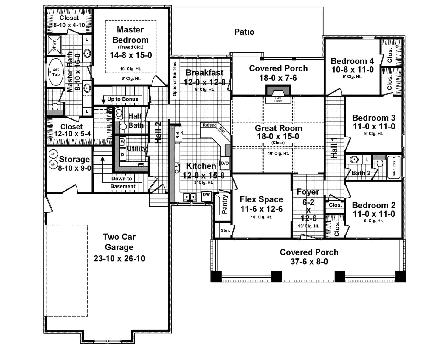 Floor Plan First Story of Craftsman Plan #141-1277