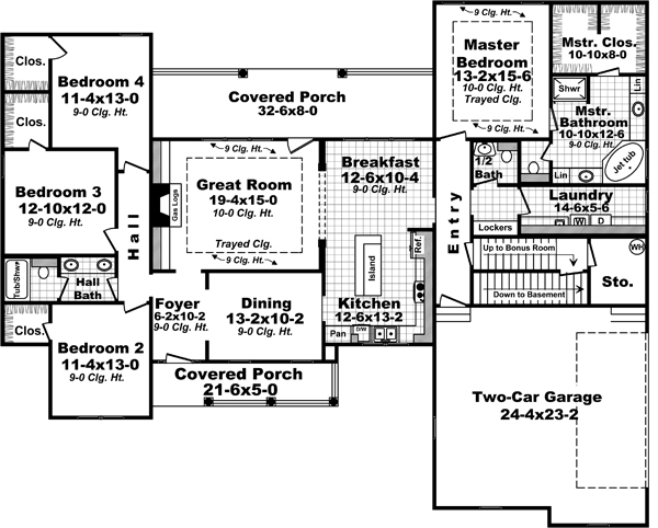 Floor Plan First Story of Traditional Plan #141-1280