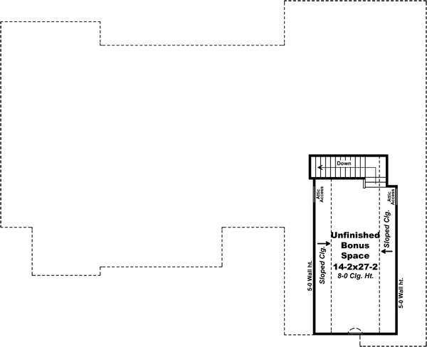 Floor Plan Bonus Room of Traditional Plan #141-1280