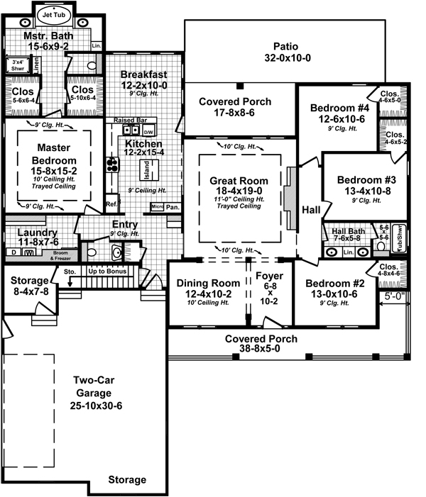 Floor Plan First Story of Farmhouse Plan #141-1281