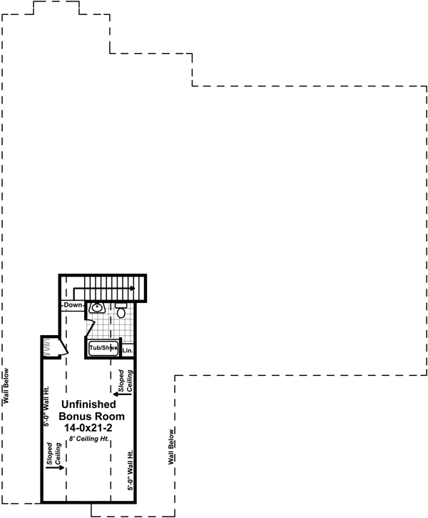 Floor Plan Bonus Room of Country Plan #141-1282