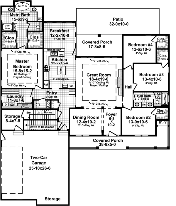 Floor Plan First Story of Country Plan #141-1282