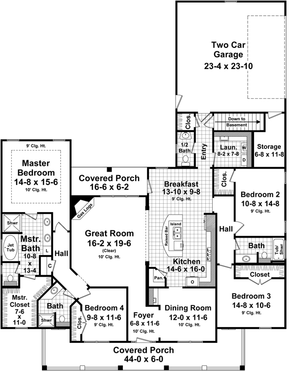 Floor Plan First Story of Country Plan #141-1284