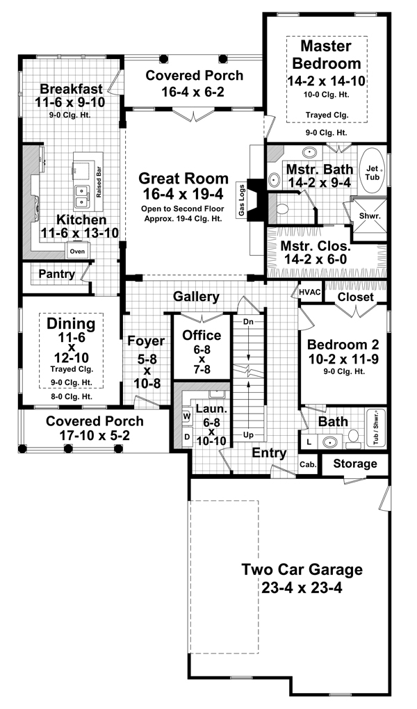 Floor Plan First Story of Farmhouse Plan #141-1285