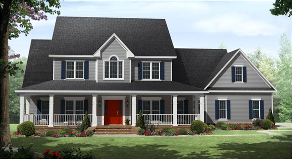 Front View of this 4-Bedroom, 3000 Sq Ft Plan - 141-1287