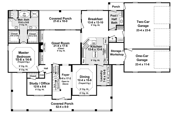 Floor Plan First Story of Country Plan #141-1287