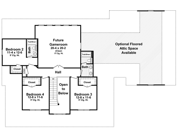 Floor Plan Second Story of Country Plan #141-1287