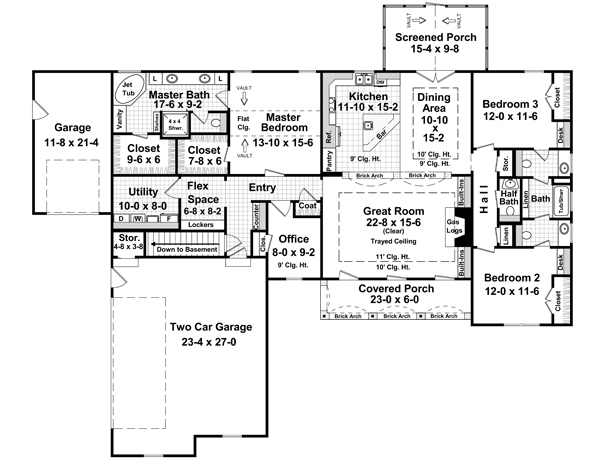 Floor Plan First Story of Country Plan #141-1289