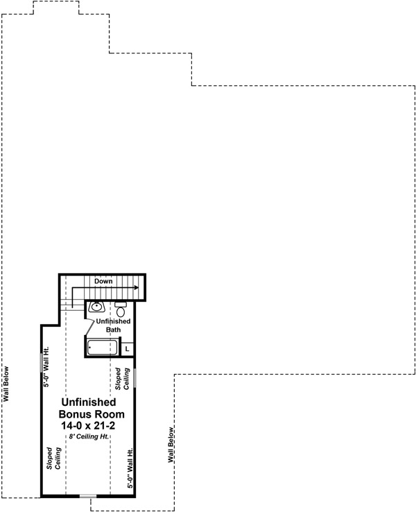 Floor Plan Bonus Room of Country Plan #141-1293