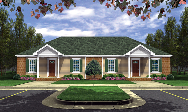 Front elevation of Southern home (ThePlanCollection: House Plan #141-1295)