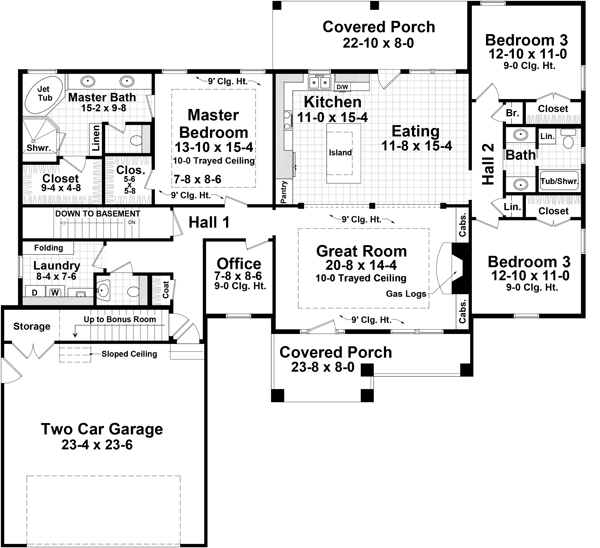 Floor Plan First Story of Craftsman Plan #141-1298