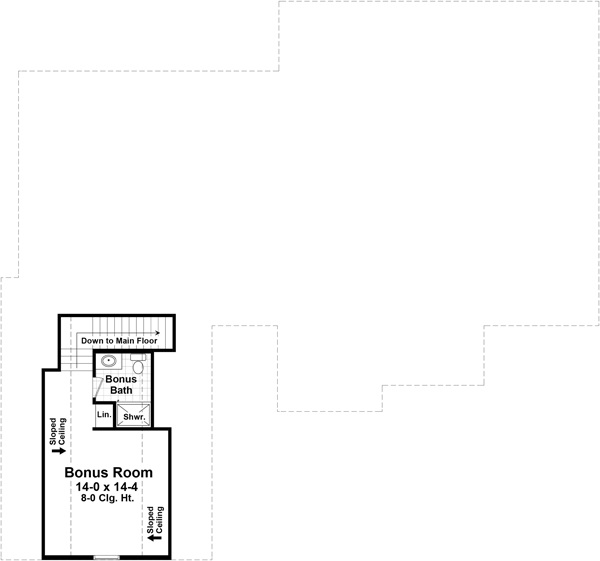 Floor Plan Bonus Room of Craftsman Plan #141-1298