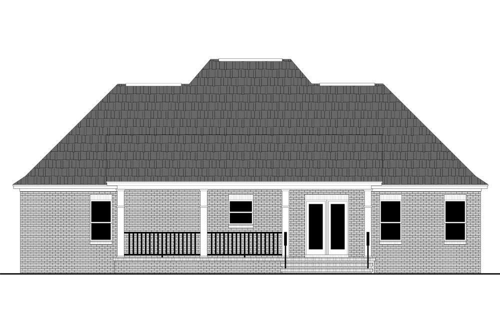 Home Plan Rear Elevation of this 3-Bedroom,1870 Sq Ft Plan -141-1305