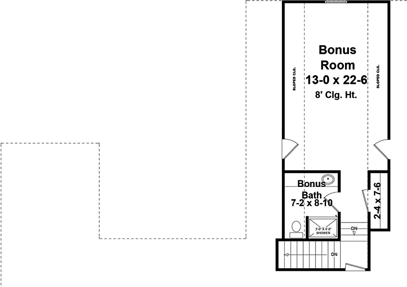 Floor Plan Bonus Room of Farmhouse Plan #141-1307