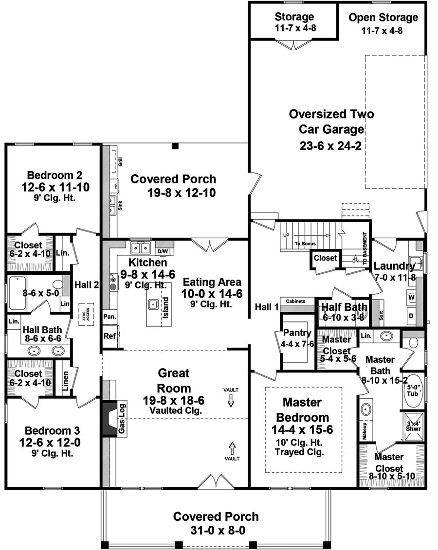 Floor Plan First Story of Farmhouse Plan #141-1308