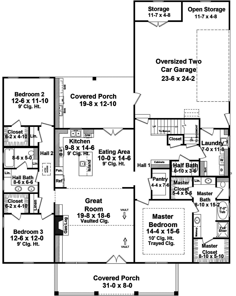 Floor Plan First Story of Farmhouse Plan #141-1309