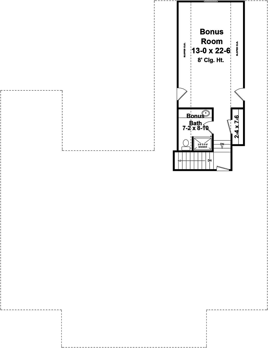 Floor Plan Bonus Room of Farmhouse Plan #141-1309