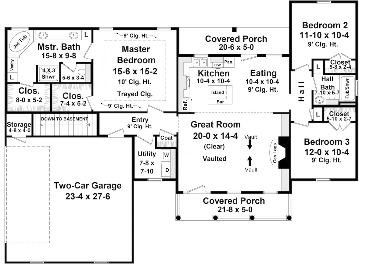 Floor Plan Main Level of Traditional Plan #141-1311