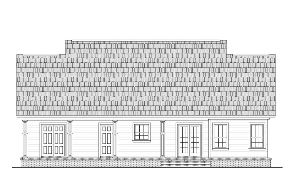 Home Plan Rear Elevation of this 3-Bedroom,1476 Sq Ft Plan -141-1312