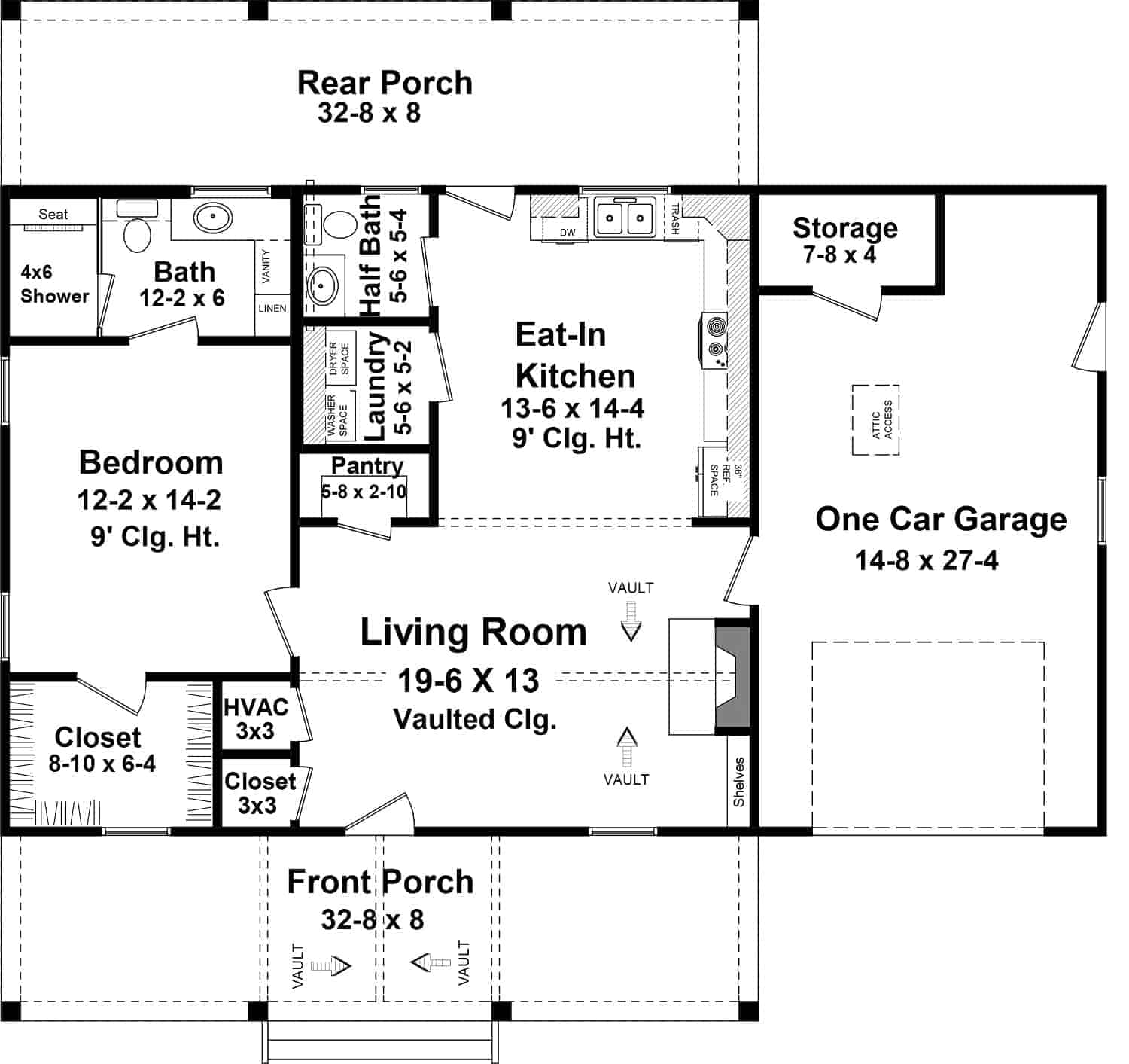 Floor Plan Main Level of Ranch Plan #141-1313