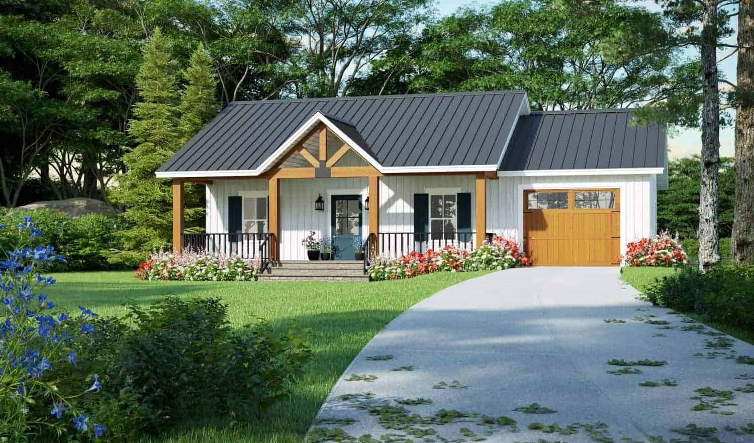Front elevation of Ranch home (ThePlanCollection: House Plan #141-1327)