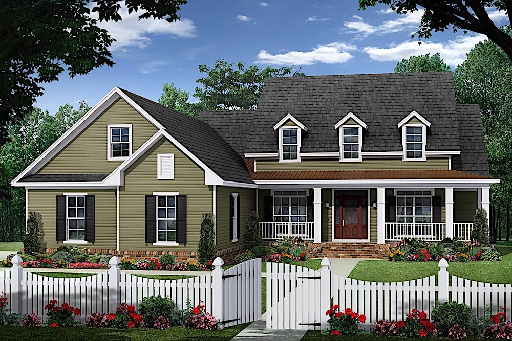 Farmhouse home (ThePlanCollection: Plan #141-1315)