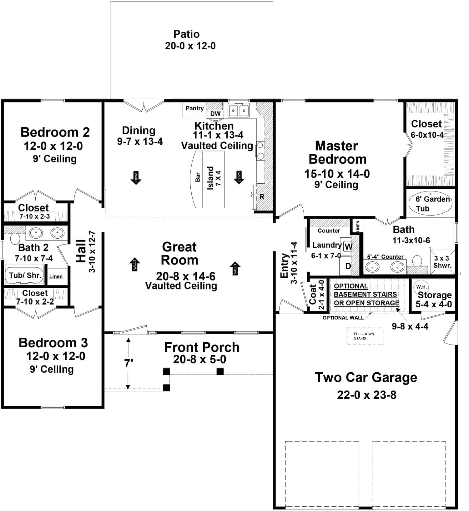 Main Level of Ranch Plan #141-1316