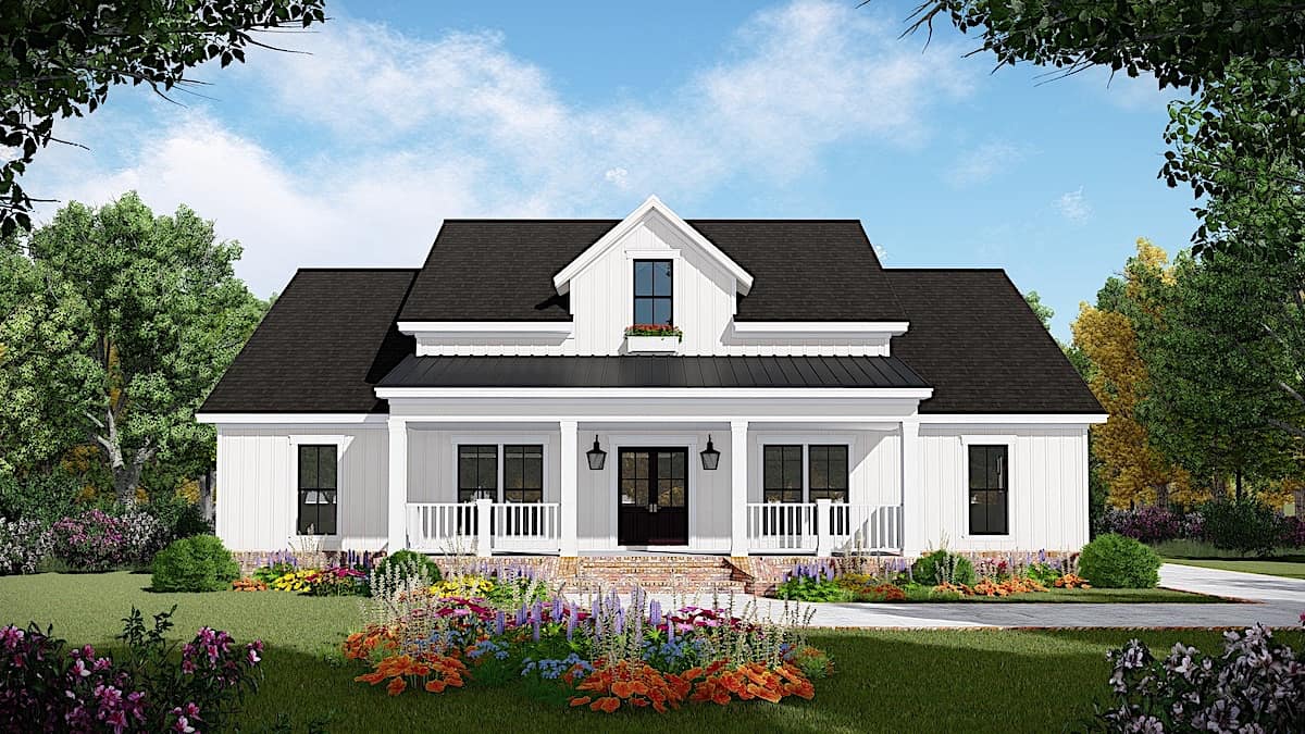 Farmhouse home (ThePlanCollection: Plan #141-1319)