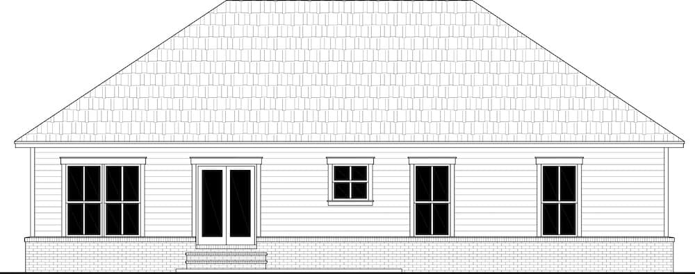 Home Plan Rear Elevation of this 3-Bedroom,1416 Sq Ft Plan -141-1323