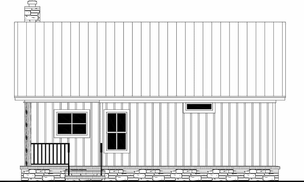 Home Plan Rear Elevation of this 1-Bedroom,872 Sq Ft Plan -141-1324