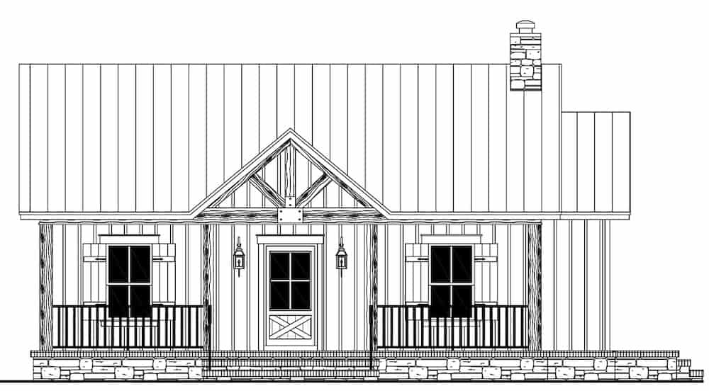 Home Plan Front Elevation of this 1-Bedroom,904 Sq Ft Plan -141-1325