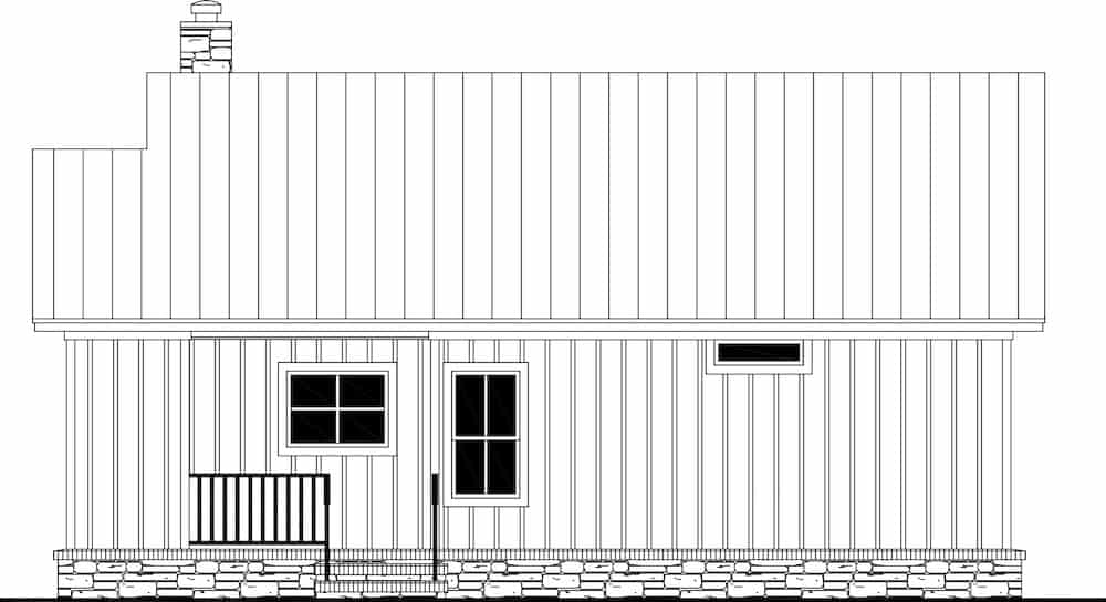 Home Plan Rear Elevation of this 1-Bedroom,904 Sq Ft Plan -141-1325