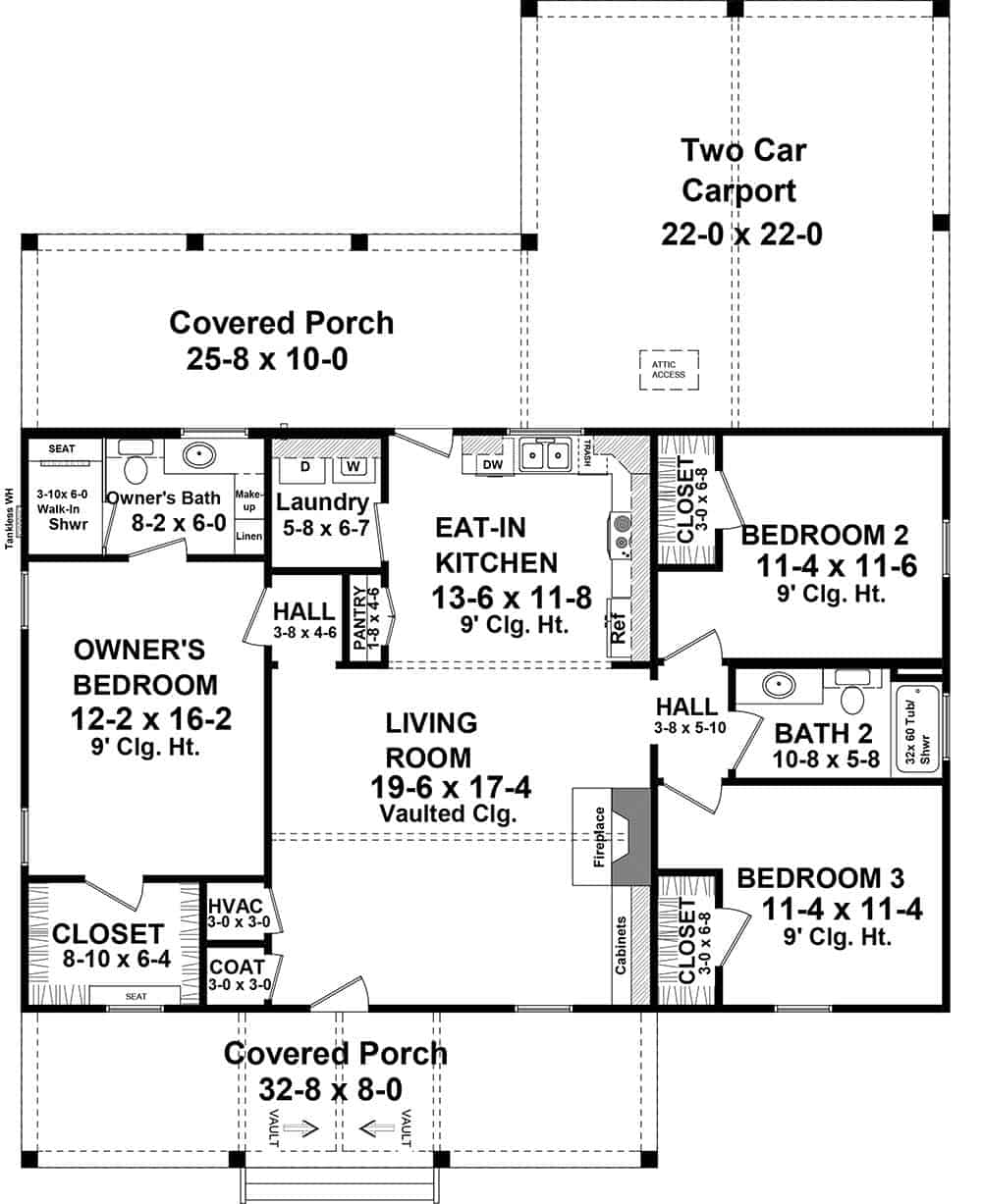 Main Level of Ranch Plan #141-1326