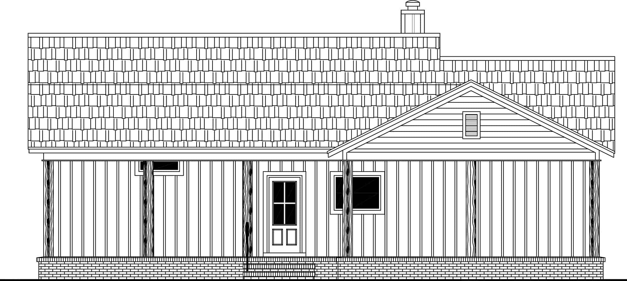 Home Plan Rear Elevation of this 3-Bedroom,1430 Sq Ft Plan -141-1326