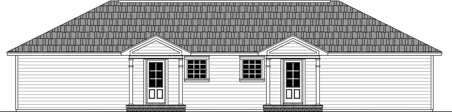 Home Plan Rear Elevation of this 2-Bedroom,1796 Sq Ft Plan -141-1327