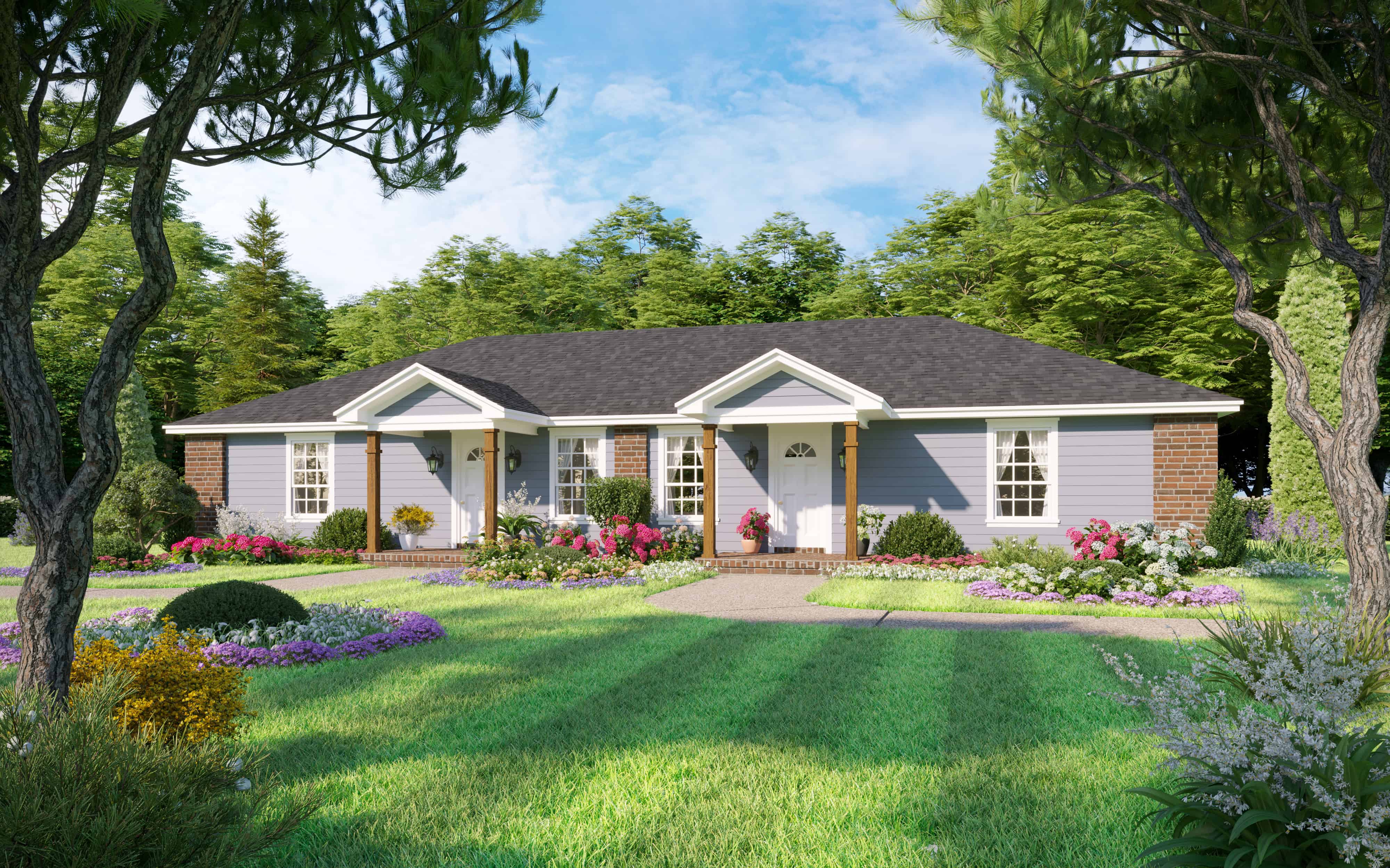 Front elevation of Multi-Unithome (ThePlanCollection: House Plan #141-1327)