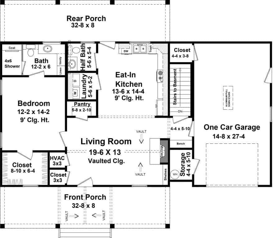 Main Level of Farmhouse Plan #141-1328