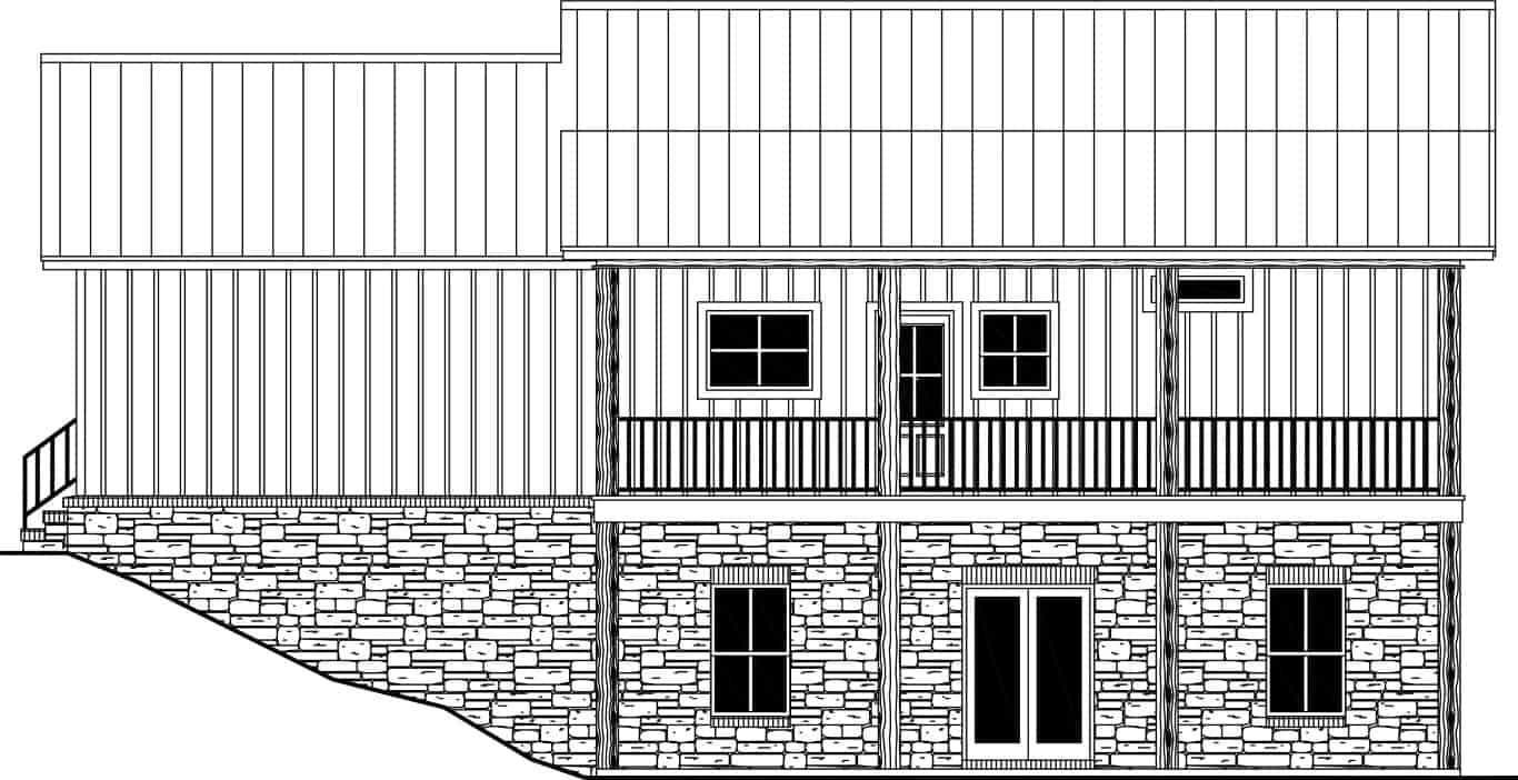 Home Plan Rear Elevation of this 1-Bedroom,945 Sq Ft Plan -141-1328