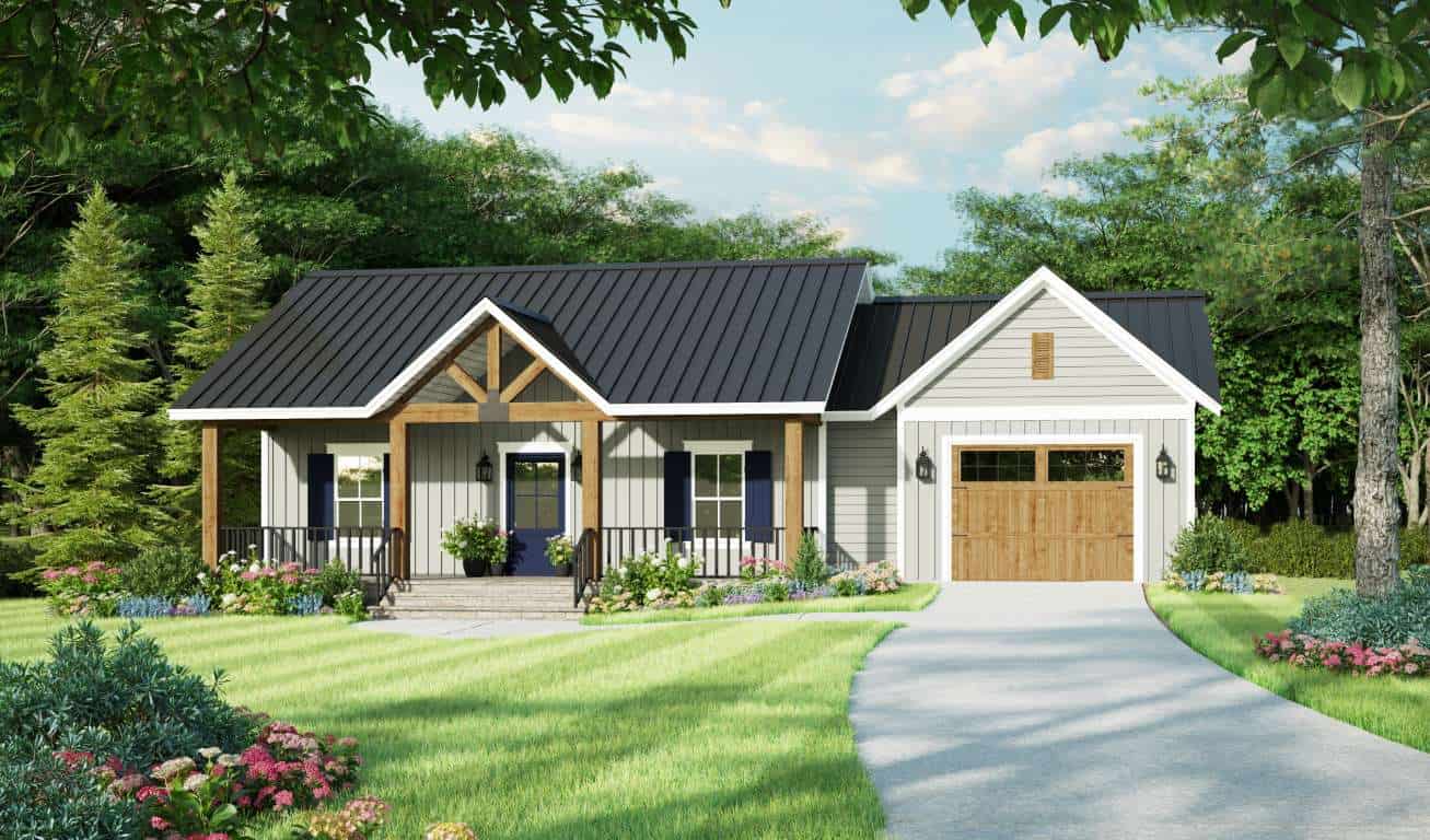 Front elevation of Farmhouse home (ThePlanCollection: House Plan #141-1328)