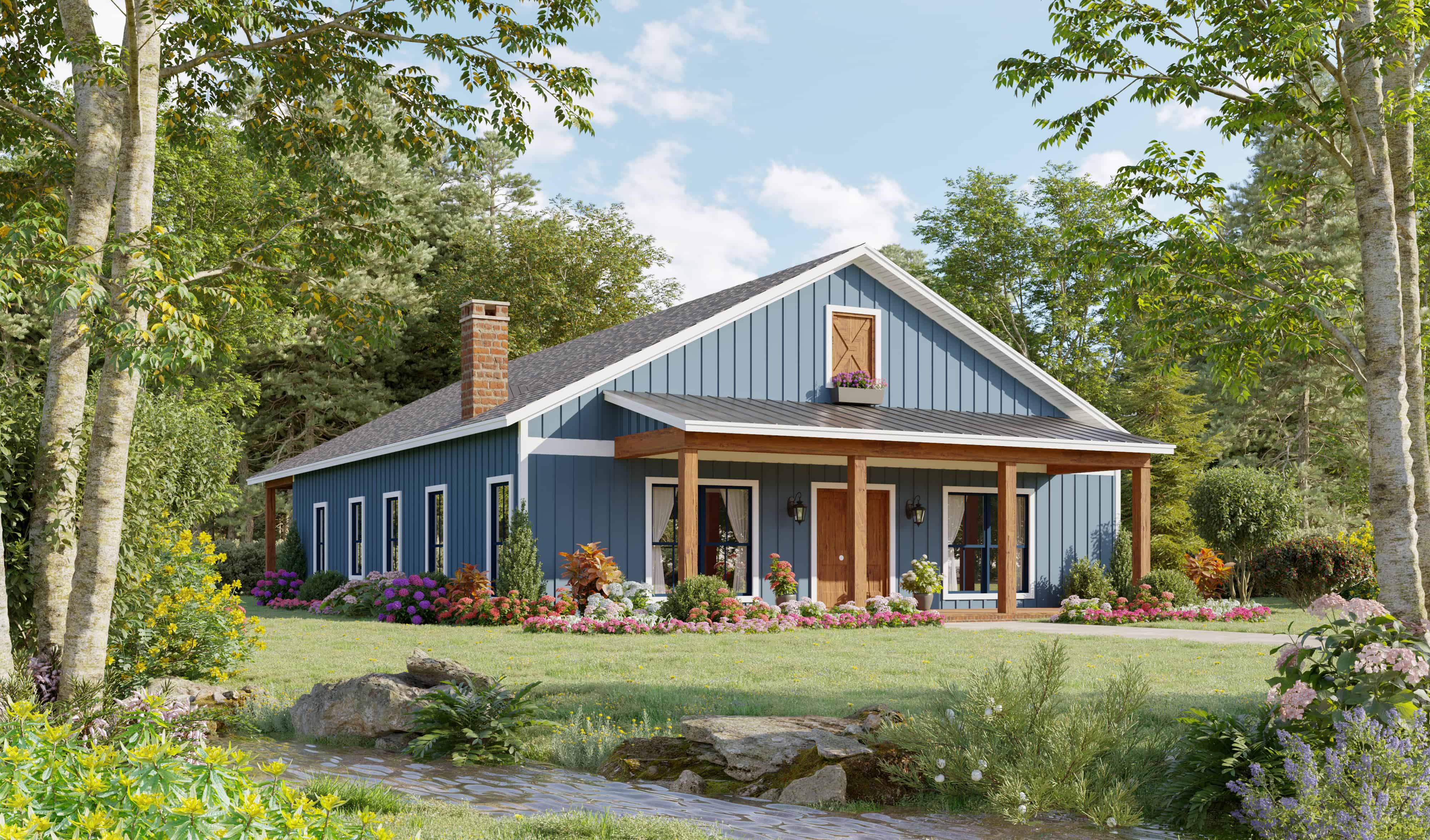 Front elevation of Farmhouse home (ThePlanCollection: House Plan #141-1331)
