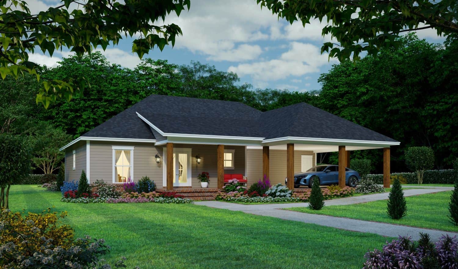 Home Plan Rear Elevation of this 3-Bedroom,1531 Sq Ft Plan -141-1332
