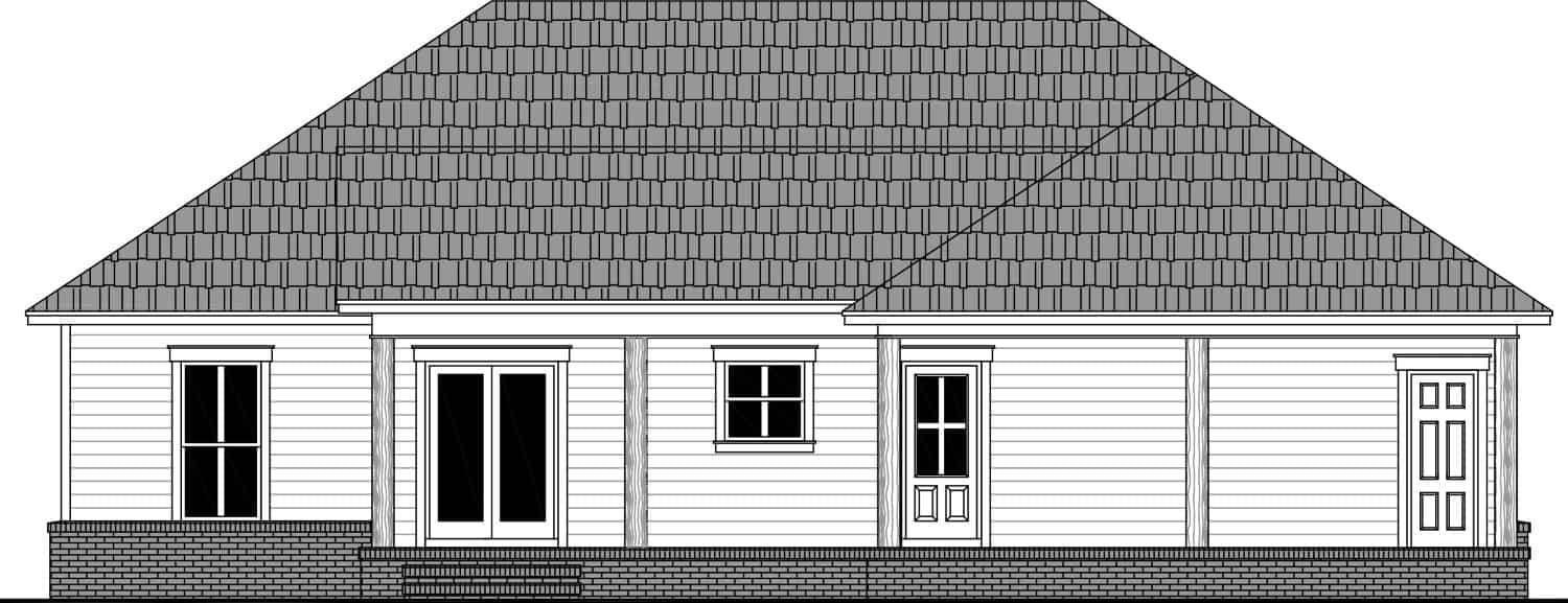 Home Plan Rear Elevation of this 3-Bedroom,1531 Sq Ft Plan -141-1332