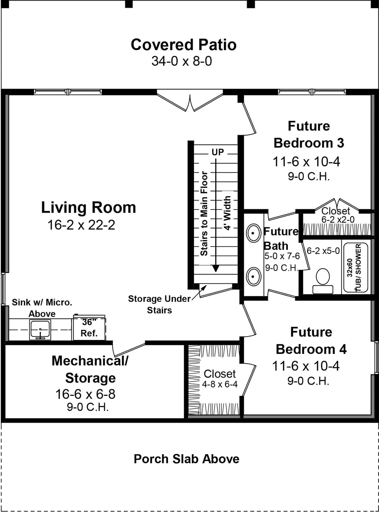 Basement of Farmhouse Plan #141-1333