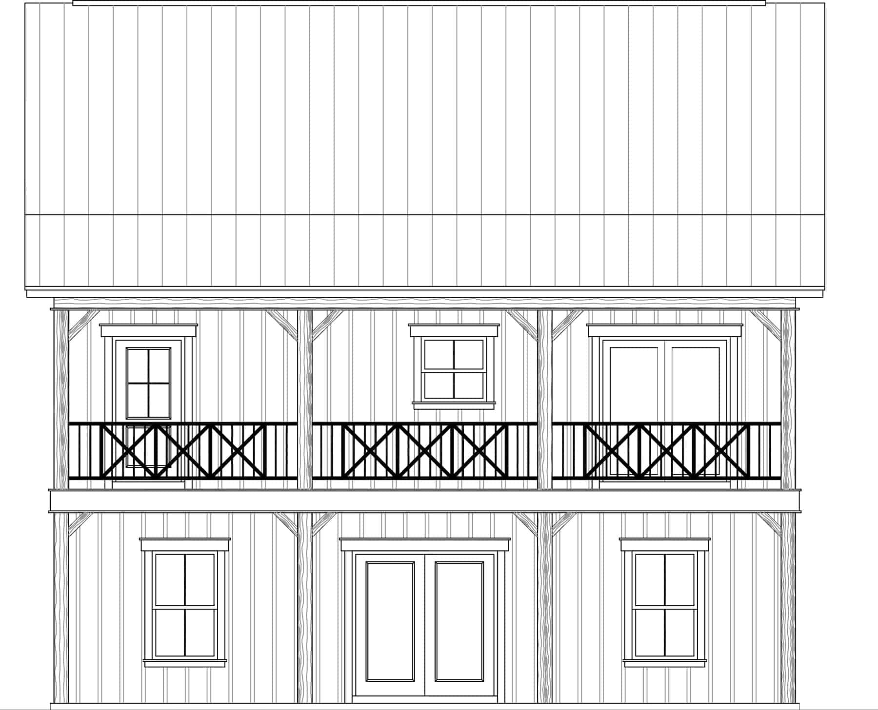 Home Plan Rear Elevation of this 2-Bedroom,976 Sq Ft Plan -141-1333