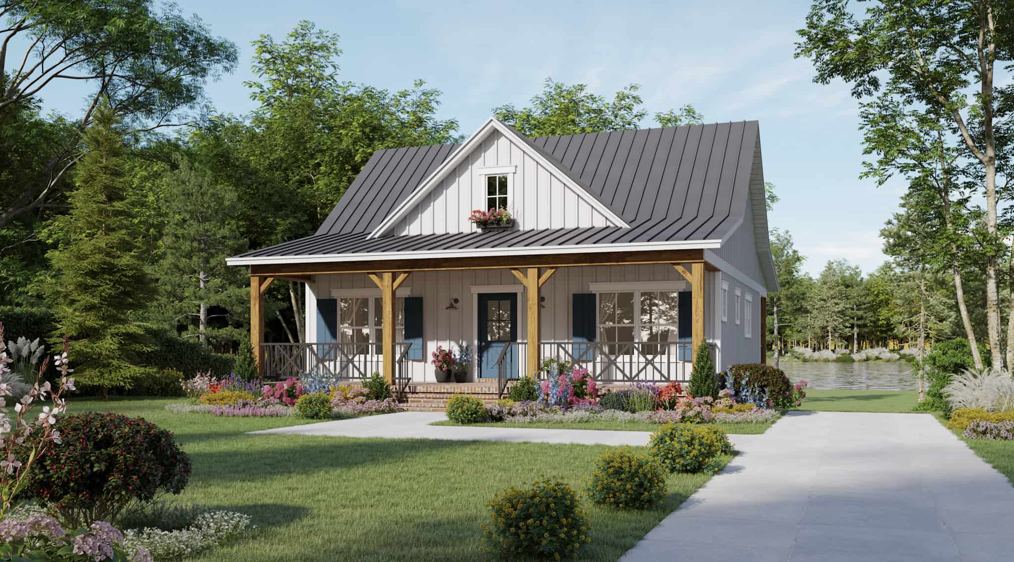 Front elevation of small ranch home (ThePlanCollection: House Plan #141-1333)